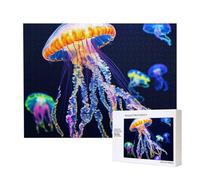 Wooden Intelligence Puzzle 52x38 CM, Colored jellyfish Printed Jigsaw Puzzles 500 Pieces(boxed) Education Game for Adults, Home Decoration Puzzle