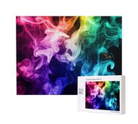 Wooden Intelligence Puzzle 52x38 CM, Colorful Smoke Printed Jigsaw Puzzles 500 Pieces(boxed) Education Game for Adults, Home Decoration Puzzle