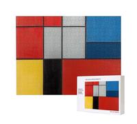 Wooden Intelligence Puzzle 52x38 CM, Composition in Red Yellow Blue and Black Printed Jigsaw Puzzles 500 Pieces(boxed) Education Game for Adults, Home Decoration Puzzle