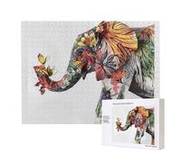 Wooden Intelligence Puzzle 52x38 CM, Elephant Printed Jigsaw Puzzles 500 Pieces(boxed) Education Game for Adults, Home Decoration Puzzle
