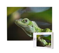 Wooden Intelligence Puzzle 52x38 CM, Green Lizard Printed Jigsaw Puzzles 500 Pieces(boxed) Education Game for Adults, Home Decoration Puzzle