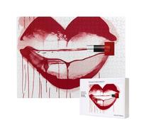Wooden Intelligence Puzzle 52x38 CM, Heart Drawn in Lipstick Printed Jigsaw Puzzles 500 Pieces(boxed) Education Game for Adults, Home Decoration Puzzle