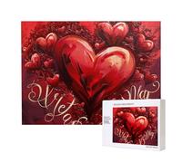 Wooden Intelligence Puzzle 52x38 CM, Heart Printed Jigsaw Puzzles 500 Pieces(boxed) Education Game for Adults, Home Decoration Puzzle