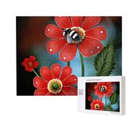 Wooden Intelligence Puzzle 52x38 CM, Ladybug Flower Printed Jigsaw Puzzles 500 Pieces(boxed) Education Game for Adults, Home Decoration Puzzle