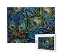 Wooden Intelligence Puzzle 52x38 CM, Peacock Feather 1 Printed Jigsaw Puzzles 500 Pieces(boxed) Education Game for Adults, Home Decoration Puzzle