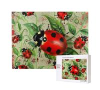 Wooden Intelligence Puzzle 52x38 CM, Red Ladybug Printed Jigsaw Puzzles 500 Pieces(boxed) Education Game for Adults, Home Decoration Puzzle