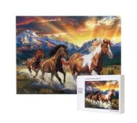 Wooden Intelligence Puzzle 52x38 CM, Running Horses Printed Jigsaw Puzzles 500 Pieces(boxed) Education Game for Adults, Home Decoration Puzzle