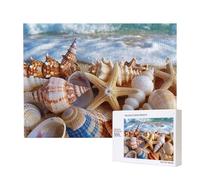 Wooden Intelligence Puzzle 52x38 CM, Shells on the beach Printed Jigsaw Puzzles 500 Pieces(boxed) Education Game for Adults, Home Decoration Puzzle