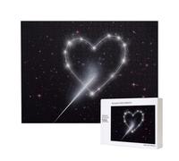 Wooden Intelligence Puzzle 52x38 CM, Shooting Star Heart Printed Jigsaw Puzzles 500 Pieces(boxed) Education Game for Adults, Home Decoration Puzzle