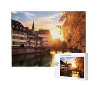 Wooden Intelligence Puzzle 52x38 CM, Strasbourg Sundown Printed Jigsaw Puzzles 500 Pieces(boxed) Education Game for Adults, Home Decoration Puzzle