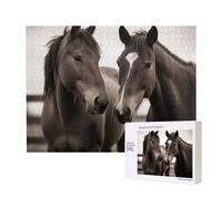 Wooden Intelligence Puzzle 52x38 CM, Two horses Printed Jigsaw Puzzles 500 Pieces(boxed) Education Game for Adults, Home Decoration Puzzle