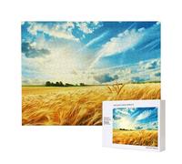 Wooden Intelligence Puzzle 52x38 CM, Wheat Field Printed Jigsaw Puzzles 500 Pieces(boxed) Education Game for Adults, Home Decoration Puzzle