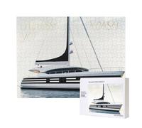 Wooden Intelligence Puzzle 52x38 CM, Words Stripes Yacht Printed Jigsaw Puzzles 500 Pieces(boxed) Education Game for Adults, Home Decoration Puzzle
