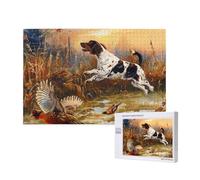 Wooden Intelligence Puzzle 75x50 CM - Dog Catching Pheasant Printed 1000 Pieces(boxed) Jigsaw Puzzles Education Game for Adults - Home Decoration Puzzle