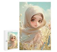 Wooden Intelligence Puzzle Jigsaw Puzzles for Adults Educational Toys Cartoon Muslim Girl Printed Educational Gift for All Ages Challenge