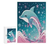Wooden Intelligence Puzzle Jigsaw Puzzles for Adults Educational Toys Cute Dolphin Snowflake Printed Educational Gift for All Ages Challenge