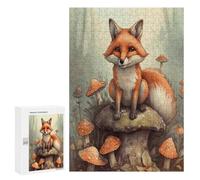 Wooden Intelligence Puzzle Jigsaw Puzzles for Adults Educational Toys Fox in The Woods Printed Educational Gift for All Ages Challenge