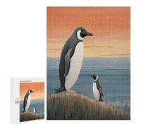 Wooden Intelligence Puzzle Jigsaw Puzzles for Adults Educational Toys Hand Drawn Penguin Printed Educational Gift for All Ages Challenge