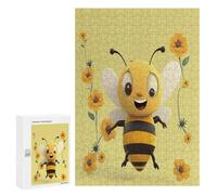 Wooden Intelligence Puzzle Jigsaw Puzzles for Adults Educational Toys Happy Bee Printed Educational Gift for All Ages Challenge