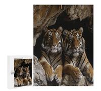 Wooden Intelligence Puzzle Jigsaw Puzzles for Adults Educational Toys Tiger in Cave Printed Educational Gift for All Ages Challenge