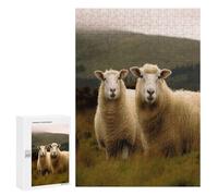 Wooden Intelligence Puzzle Jigsaw Puzzles for Adults Educational Toys Two White Sheep Printed Educational Gift for All Ages Challenge