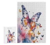 Wooden Intelligence Puzzle Jigsaw Puzzles for Adults Educational Toys Watercolor Butterfly Printed Educational Gift for All Ages Challenge