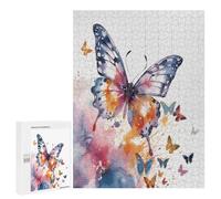 Wooden Intelligence Puzzle Jigsaw Puzzles for Adults Educational Toys Watercolor Butterfly Printed Educational Gift for All Ages Challenge