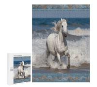 Wooden Intelligence Puzzle Jigsaw Puzzles for Adults Educational Toys White Horse Running on The Sea Printed Educational Gift for All Ages Challenge