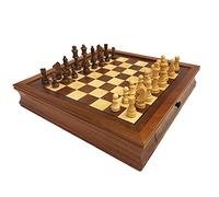 Wooden International Chess Set with Magnetic Chessmen, Handmade Board and Drawer - Large Classic