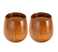 Wooden Japanese Tea Cups Sets Of 2, Handleless Handleless Coffee Mugs Japanese Wooden Tea Cup 4 Oz, Handmade Drinking Cup, Natural Solid Wood Teacup For Coffee Milk Sake Beverages-150ml/200ml/250ml