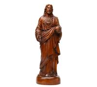 Wooden Jesus Sculpture with Cross - Handcrafted Solid Wood Statue for Church, Home, or Office Decor, Religious Gift for Spiritual Occasions