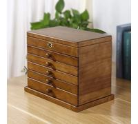 Wooden Jewelry Box with Mirror and Lock, Jewelry Organizer for Women, 6-Layer Jewel Case, Spacious Design