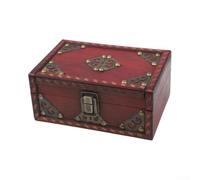 Wooden Jewelry Storage Box 18cm Retro Pine Organizer with Alloy