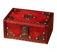 Wooden Jewelry Storage Box with Classic Retro Design, Pine Wood and Alloy Clasps, Compact Organizer for Desktop Decoration and Small Item Storage Solutions (A)