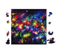 Wooden Jigsaw Puzzle 100 Pieces for Adults - Elegant Irregular Shaped Wood Puzzle, Bright Beautiful Colorful Art Design, 28x28cm