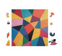 Wooden Jigsaw Puzzle 100 Pieces for Adults - Elegant Irregular Shaped Wood Puzzle, Geometric Patterns Design, 28x28cm
