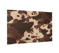 Wooden Jigsaw Puzzle 1000-Piece in Box, brown cowhide art Pattern Prints Eco-Friendly Educational Puzzle for Family Fun & Adult Relaxation, 75x50 CM