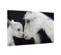 Wooden Jigsaw Puzzle 1000-Piece in Box, cute goat mother Prints Eco-Friendly Educational Puzzle for Family Fun & Adult Relaxation, 75x50 CM