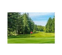 Wooden Jigsaw Puzzle 1000-Piece in Box, Golf Course Lawn Prints Eco-Friendly Educational Puzzle for Family Fun & Adult Relaxation, 75x50 CM