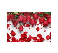 Wooden Jigsaw Puzzle 1000-Piece in Box, Red Rose Petals Prints Eco-Friendly Educational Puzzle for Family Fun & Adult Relaxation, 75x50 CM