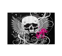 Wooden Jigsaw Puzzle 1000-Piece in Box, Sugar Skull and Wings Prints Eco-Friendly Educational Puzzle for Family Fun & Adult Relaxation, 75x50 CM