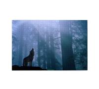 Wooden Jigsaw Puzzle 1000-Piece in Box, Wolf Wild Landscape Prints Eco-Friendly Educational Puzzle for Family Fun & Adult Relaxation, 75x50 CM