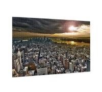 Wooden Jigsaw Puzzle 1000-Piece in Box, York City Sunset Picture Prints Eco-Friendly Educational Puzzle for Family Fun & Adult Relaxation, 75x50 CM