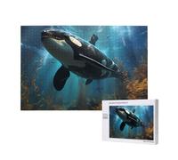 Wooden Jigsaw Puzzle 1000 Pieces â€“ Unique Huge killer whales Print for Family Leisure and Indoor Challenge Decor