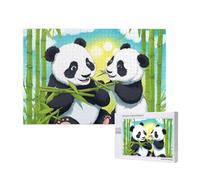 Wooden Jigsaw Puzzle 1000 Pieces â€“ Unique Two happy pandas Print for Family Leisure and Indoor Challenge Decor