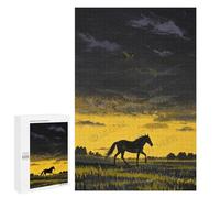 Wooden Jigsaw Puzzle 1000 Pieces Stallion and Mare - Brain Training Puzzle Game, Decorative Puzzle Art, Horse Theme, Finished Size 30 x 20 Inches