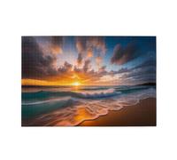 Wooden Jigsaw Puzzle 1000 Pieces WZYWHJ Beach Maui Hawaii Sunset Sea Waves Clouds Pattern for Adults and Kids, Perfect for Family Fun, Stress Relief