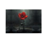 Wooden Jigsaw Puzzle 1000 Pieces WZYWHJ Little red Flowers in The rain Printed for Adults and Kids, Perfect for Family Fun, Stress Relief