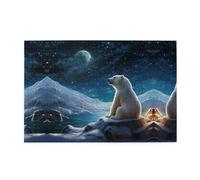 Wooden Jigsaw Puzzle 1000 Pieces WZYWHJ Polar Bear Looking at The Stars Printed for Adults and Kids, Perfect for Family Fun, Stress Relief