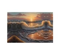 Wooden Jigsaw Puzzle 1000 Pieces WZYWHJ Sunrise at The Seaside Picture for Adults and Kids, Perfect for Family Fun, Stress Relief